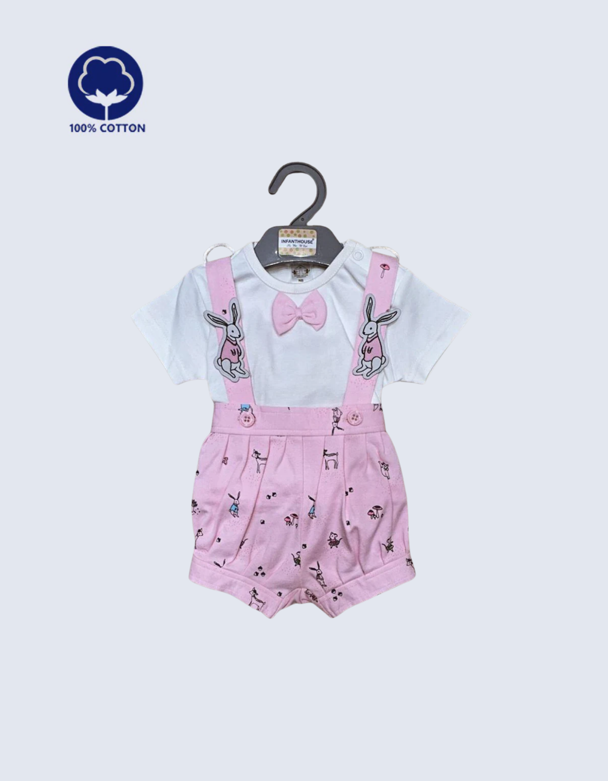 Baby Butterfly Print Suspender Romper – Adorable Bow & White T-Shirt