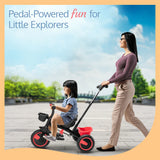 Elegant Lite Kids' Tricycle with Push Bar - Red