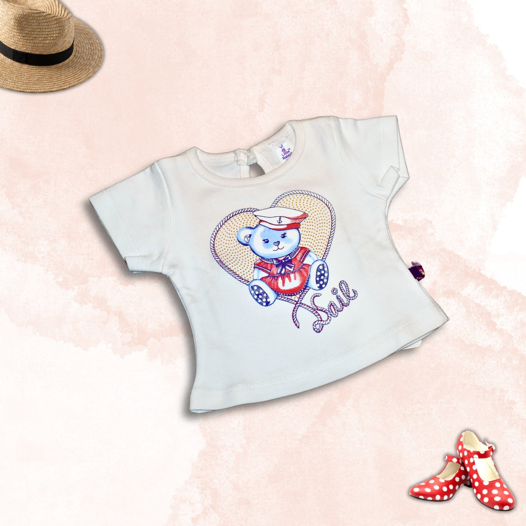 Girls White Tee with Polka Dots Shorts
