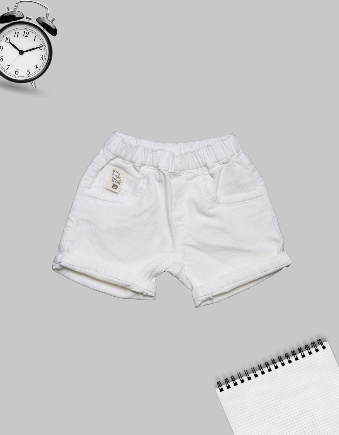 Kids White Elastic Waist Pull-On Shorts