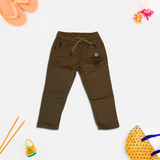 Boys Text Printed Brown Pants