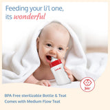 Anti-Colic Wide Neck Natura Flo Baby Feeding Bottle, 250ml, Red  (Pack of 2)