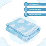 Mee Mee Soft Absorbent Bamboo Cotton Baby Towel | Reversible Baby Towel With Quick Absorb (Light Blue, Car Print)