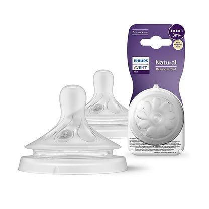 Avent Natural Response Teat for Babies Aged 3 months and above | Flow 4 | Pack of 2 | BPA Free |