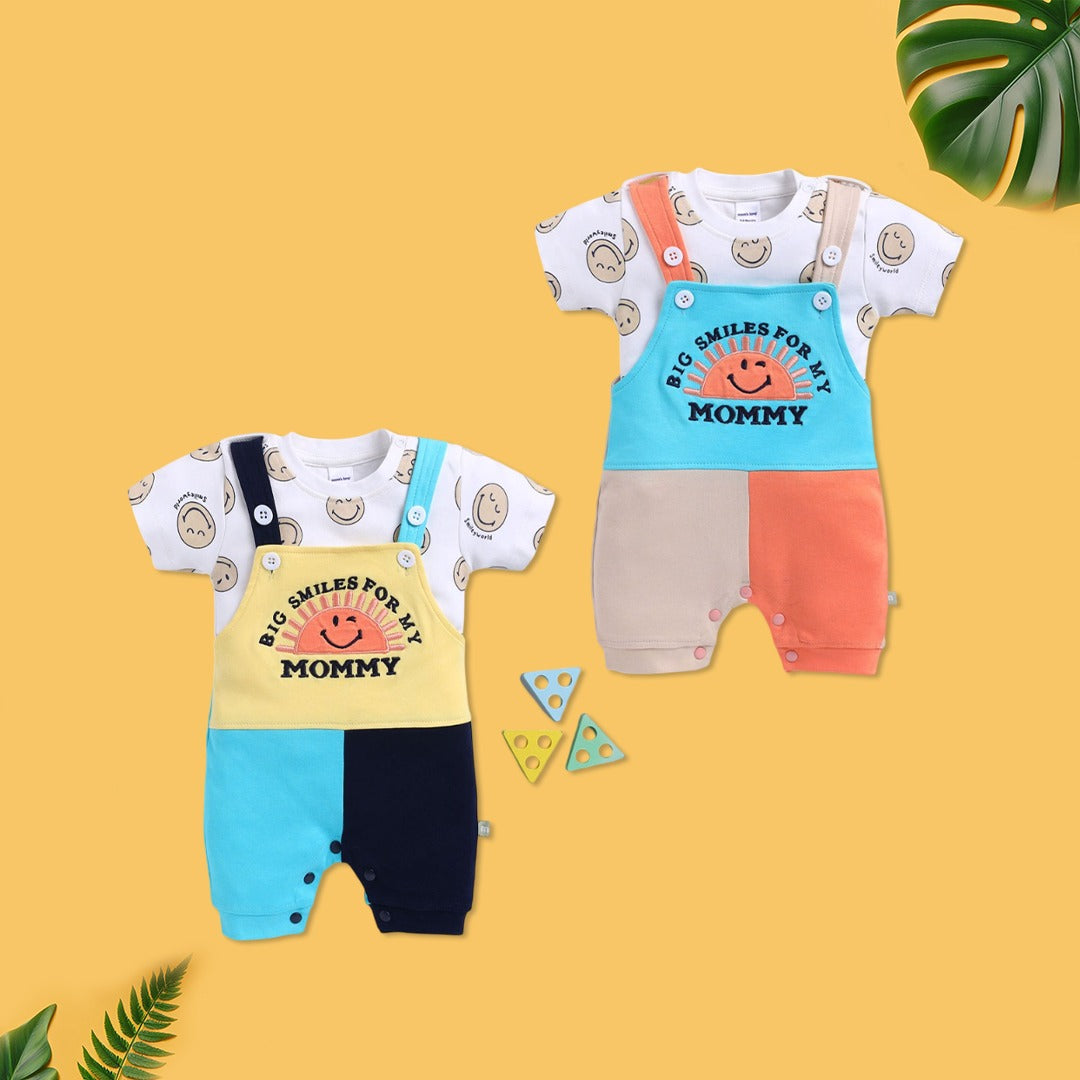 “Big Smiles for My Mommy” Baby Dungaree Set