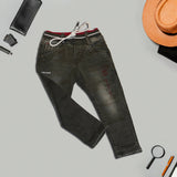 Dark Grey Text Print Pants