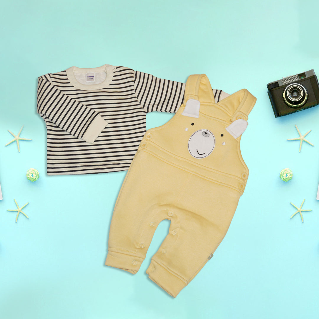 Dungaree Set for Kids - Yellow and Green