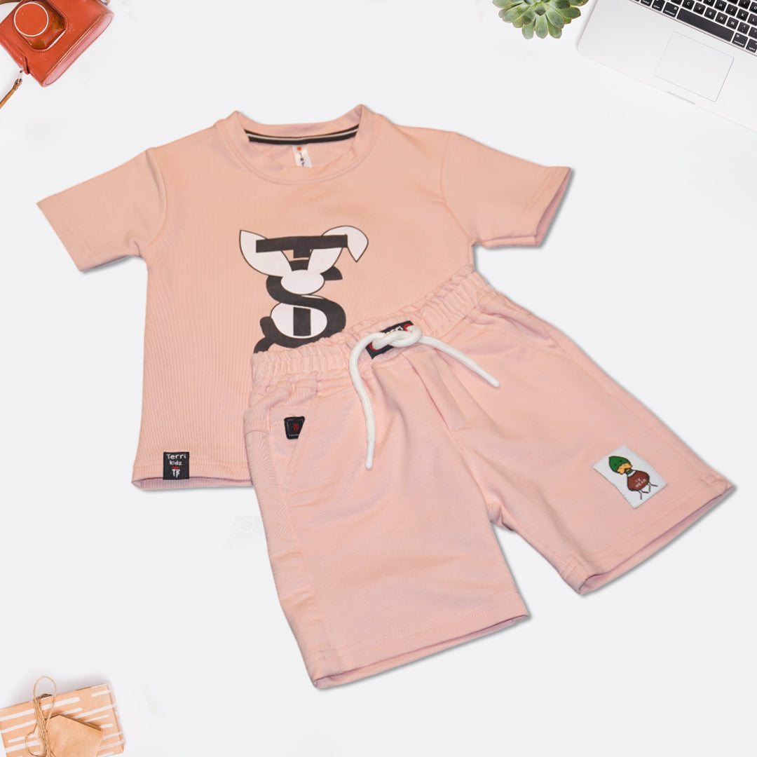 Pink Printed T-Shirt and Denim Set