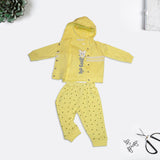 Yellow Embellished Hoodie Set with Jogger