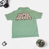 Kids Sea Green Collar T-Shirt with Denim Shorts