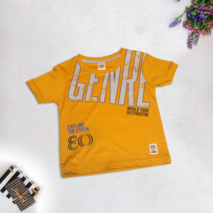 Kids Yellow T-Shirt with Grey Denim Shorts