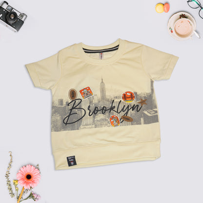 Kids Sandal T-Shirt with Black Denim Shorts