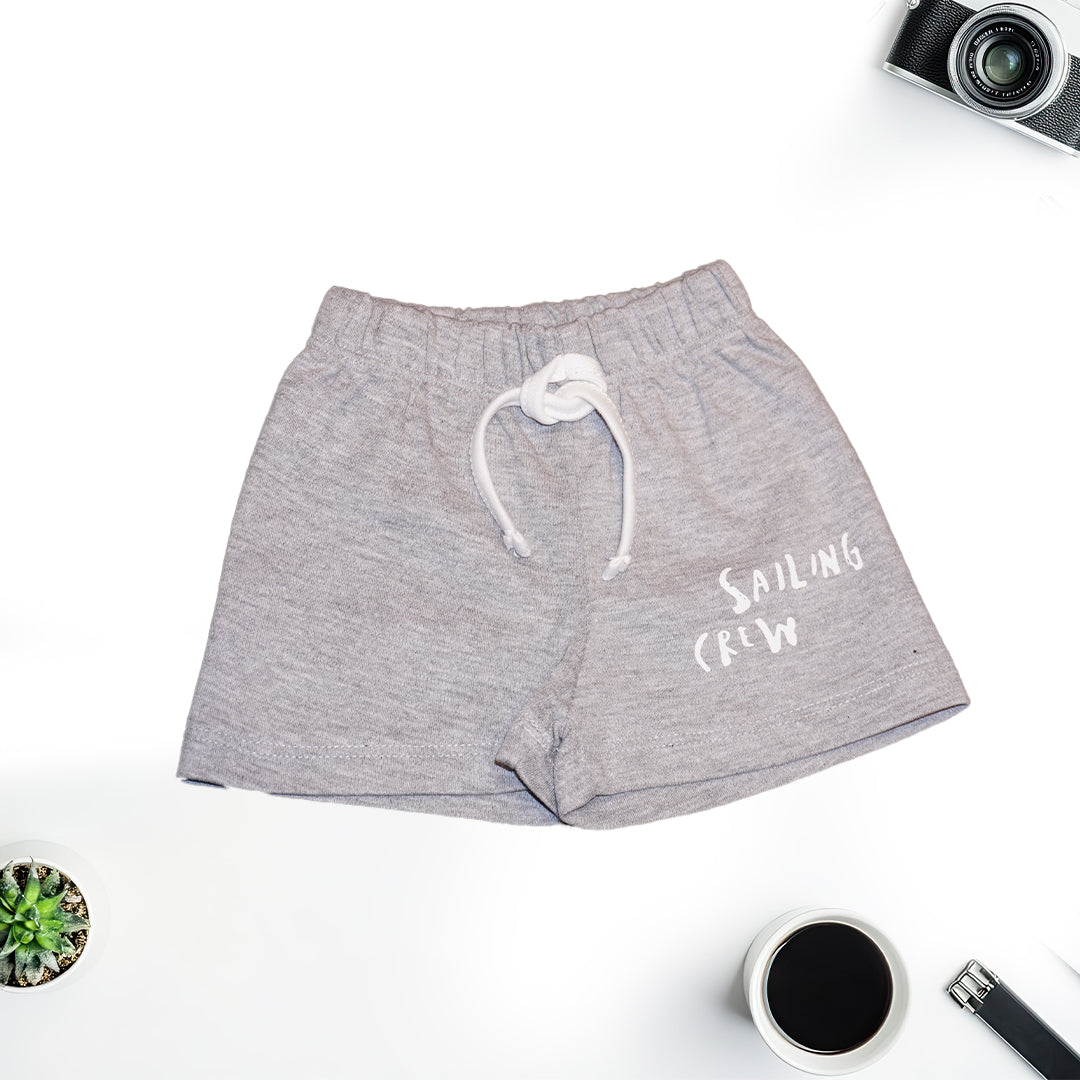 White Printed Tees with Grey Shorts for Girls