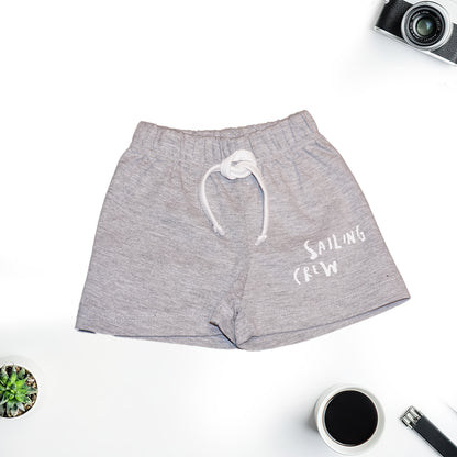 White Printed Tees with Grey Shorts for Girls