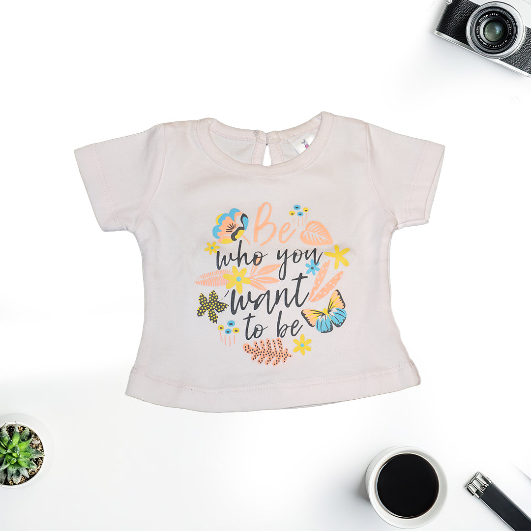 White Printed Tees with Grey Shorts for Girls