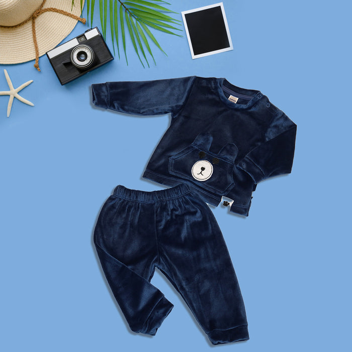Navy Blue Cartoon Printed Sweatshirt with Jogger