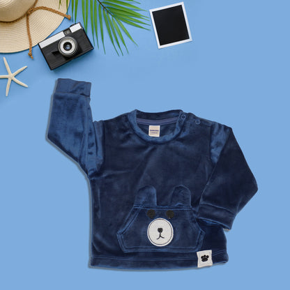 Navy Blue Cartoon Printed Sweatshirt with Jogger