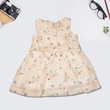 Girls' 100% Cotton Sleeveless Floral Dress with Bow – Summer Party Wear