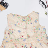 Girls' 100% Cotton Sleeveless Floral Dress with Bow – Summer Party Wear
