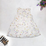 Girls' 100% Cotton Sleeveless Floral Dress with Bow – Summer Party Wear