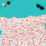 Baby Girls’ Ruffled Sleeve Dress – Bright Floral Print