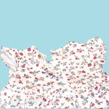 Baby Girls’ Soft Cotton Dress – Dainty Floral Print with Ruffle Sleeves