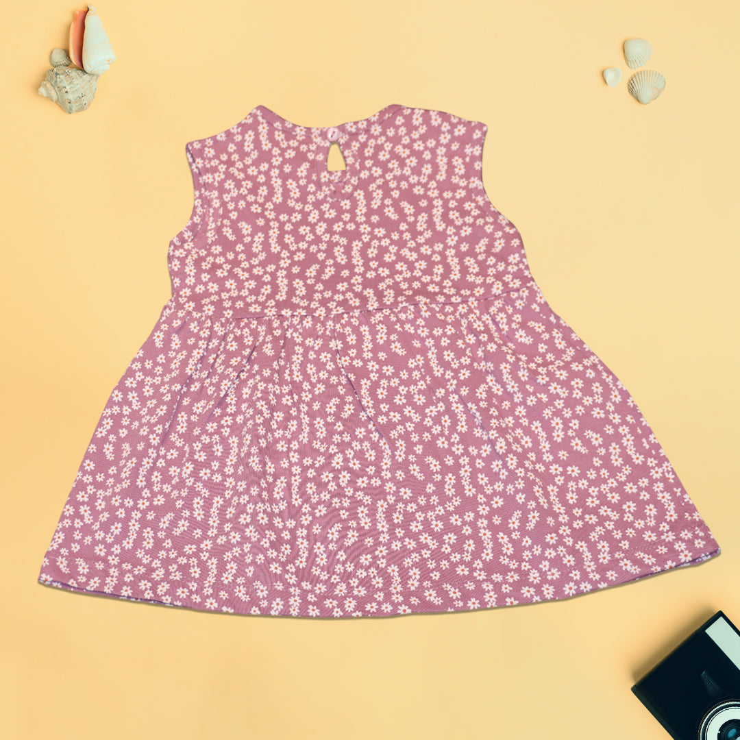 Baby Girl Sleeveless Floral Frock - Pink