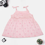 Baby Girls Sleeveless Bow-Tie Strap Dress – Soft Pink
