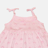 Baby Girls Sleeveless Bow-Tie Strap Dress – Soft Pink